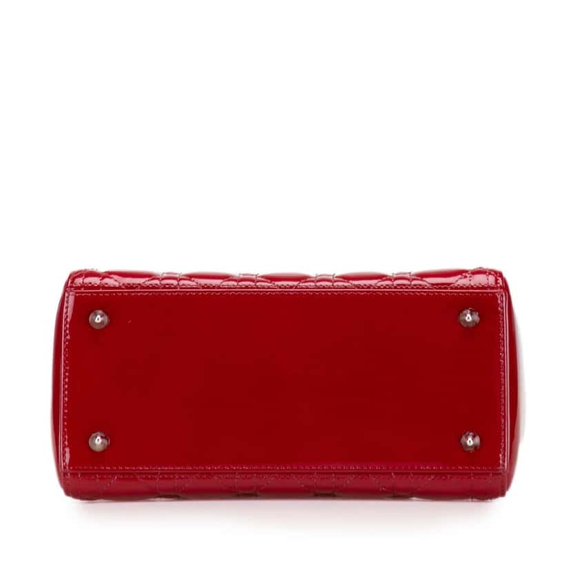 Dior Medium Patent Cannage Lady Dior Red Leather Very good condition - Inside View
