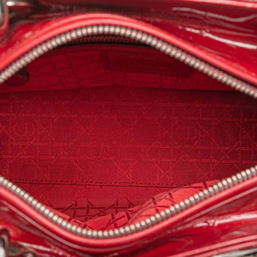 Dior Medium Patent Cannage Lady Dior Red Leather Very good condition - Model View
