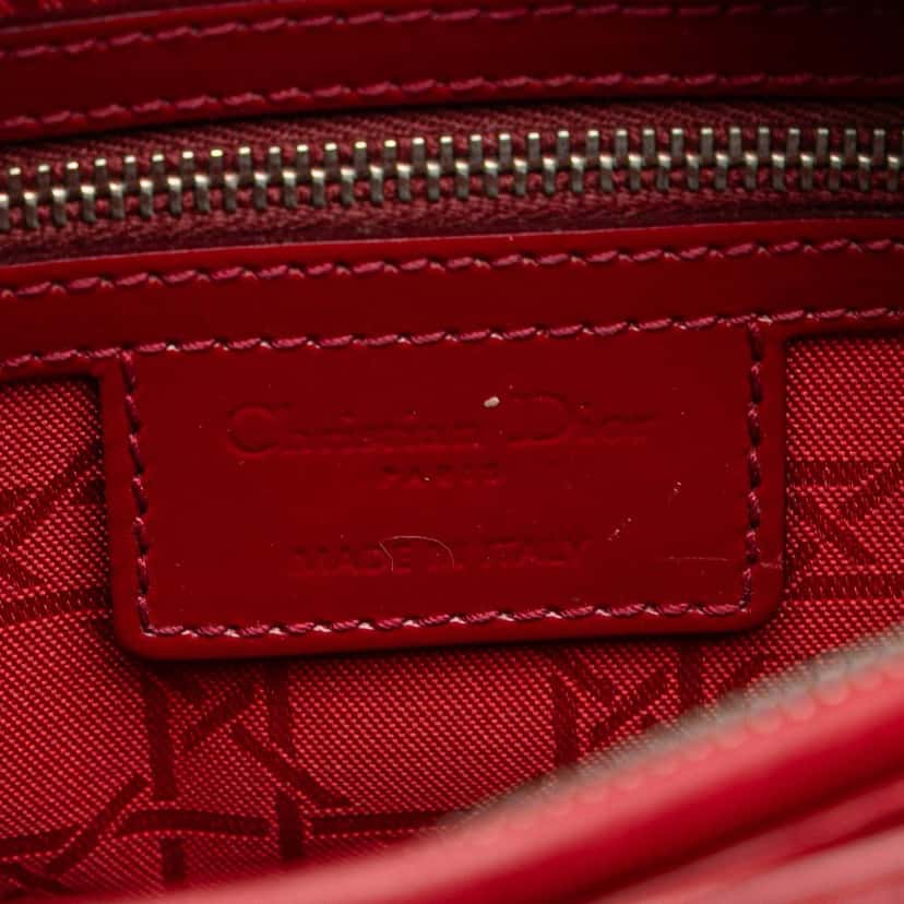 Dior Medium Patent Cannage Lady Dior Red Leather Very good condition - Box View