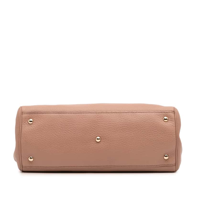 Gucci Medium Calfskin Bamboo Shopper Satchel Pink Leather Good condition - Inside View