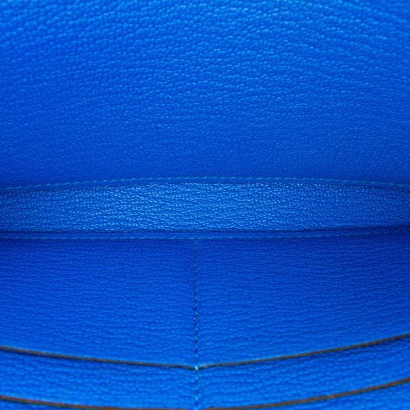 Hermès Chevre Mysore Kelly Longue Wallet Blue Leather Good condition - Box View