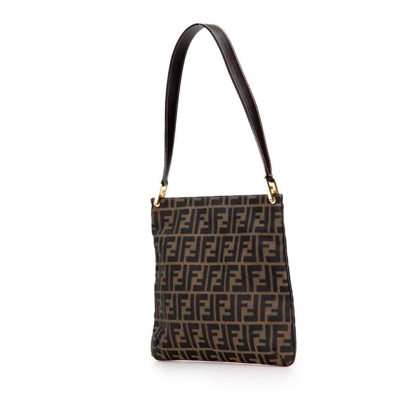 Fendi Zucca Canvas Shoulder Bag Brown Canvas Good condition - Back View