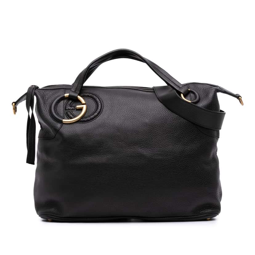 Gucci Leather Twill Satchel Black Leather Good condition - Front View