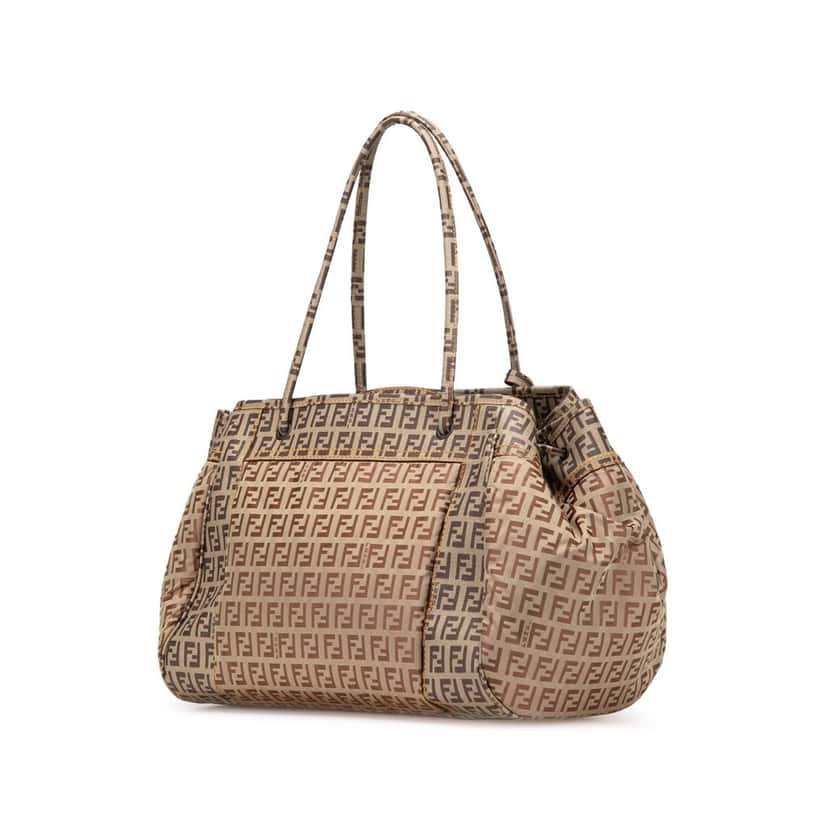 Fendi Zucchino Nylon and Spalmati Grande Pillow Tote Brown Very good condition - Back View