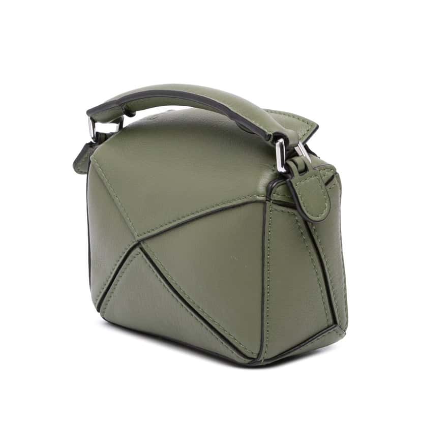 Loewe Nano Calfskin Puzzle Satchel Green Leather Good condition - Back View