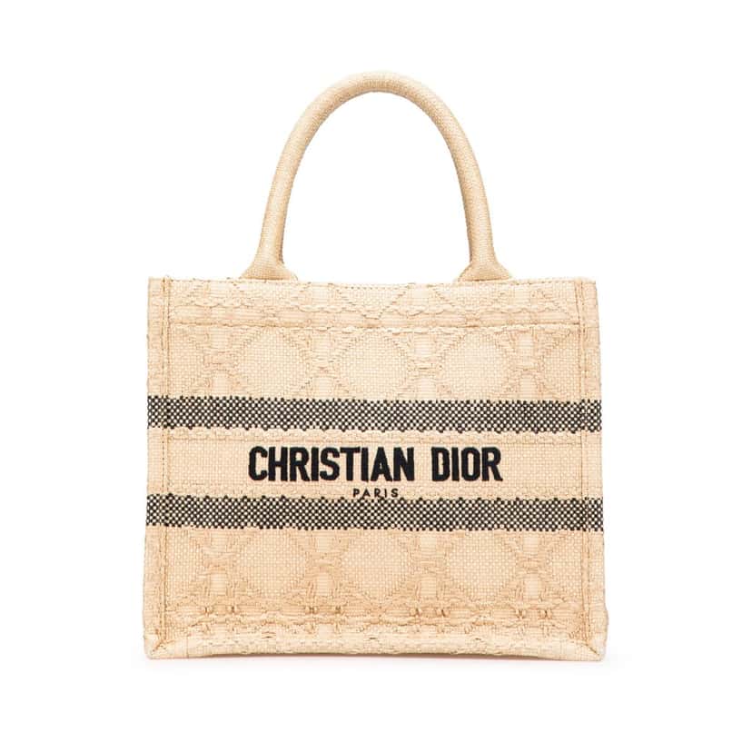 Dior Small Raffia Cannage Book Tote Brown Good condition - Front View