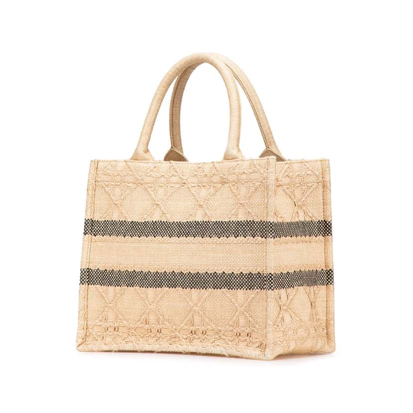 Dior Small Raffia Cannage Book Tote Brown Good condition - Back View