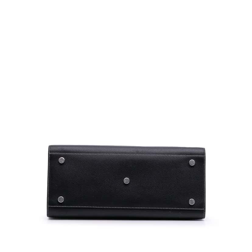 Saint Laurent Small Grained Calfskin Topstitch Sac De Jour Satchel Black Leather Good condition - Inside View