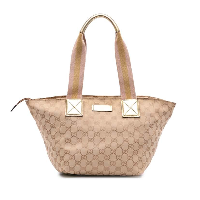Gucci GG Canvas Web Tote Brown Canvas Good condition - Front View