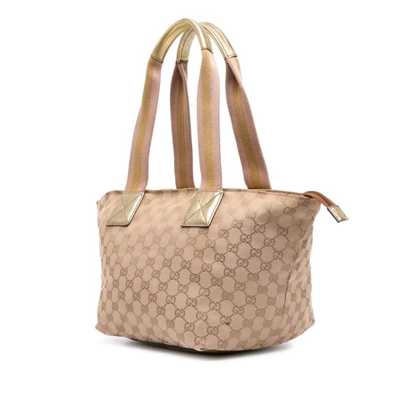 Gucci GG Canvas Web Tote Brown Canvas Good condition - Back View