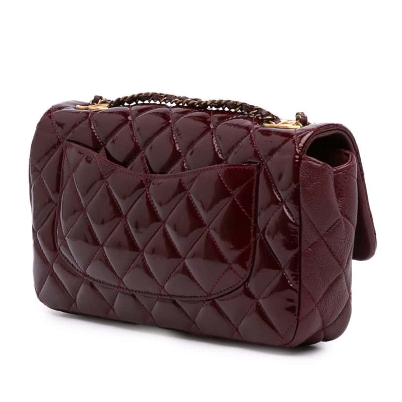 Chanel Paris-Salzburg Medium Patent Goatskin CC Eyelet Flap Red Leather Good condition - Back View