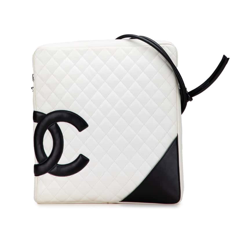Chanel Maxi Lambskin Cambon Ligne Crossbody White Leather Good condition - Front View