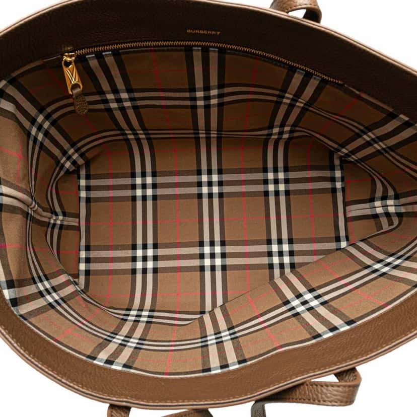 Burberry Medium Grained Calfskin London Tote Brown Leather Good condition - Model View