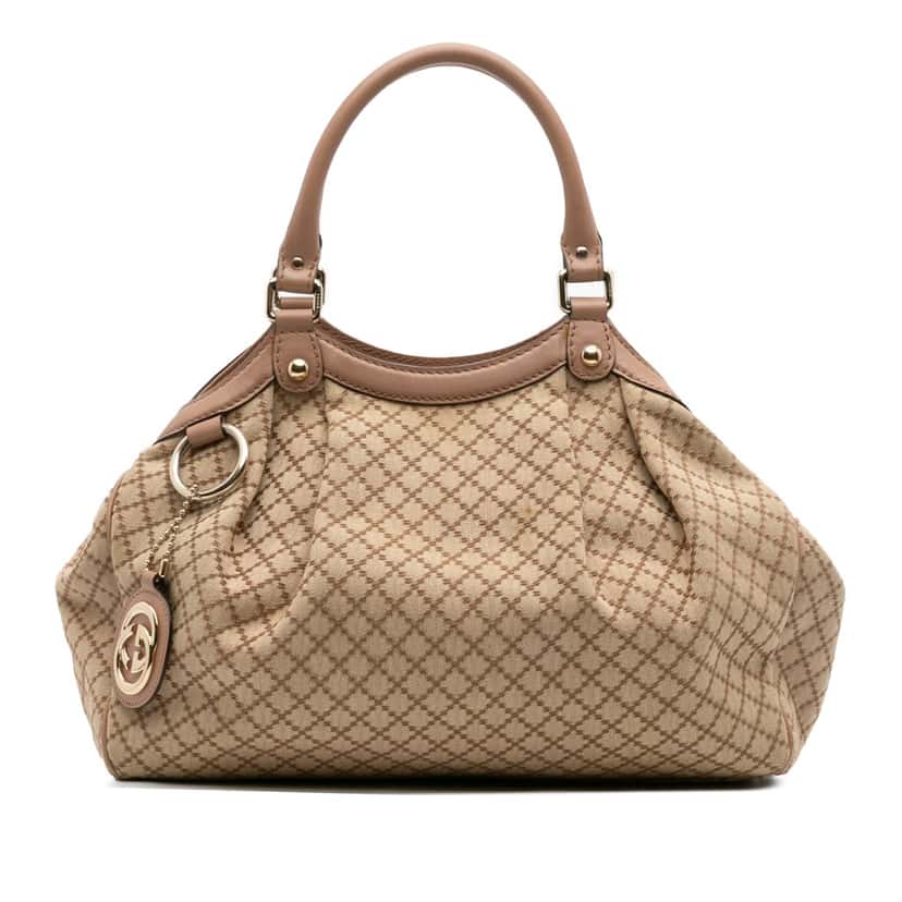 Gucci Medium Diamante Canvas Sukey Tote Brown Canvas Good condition - Front View