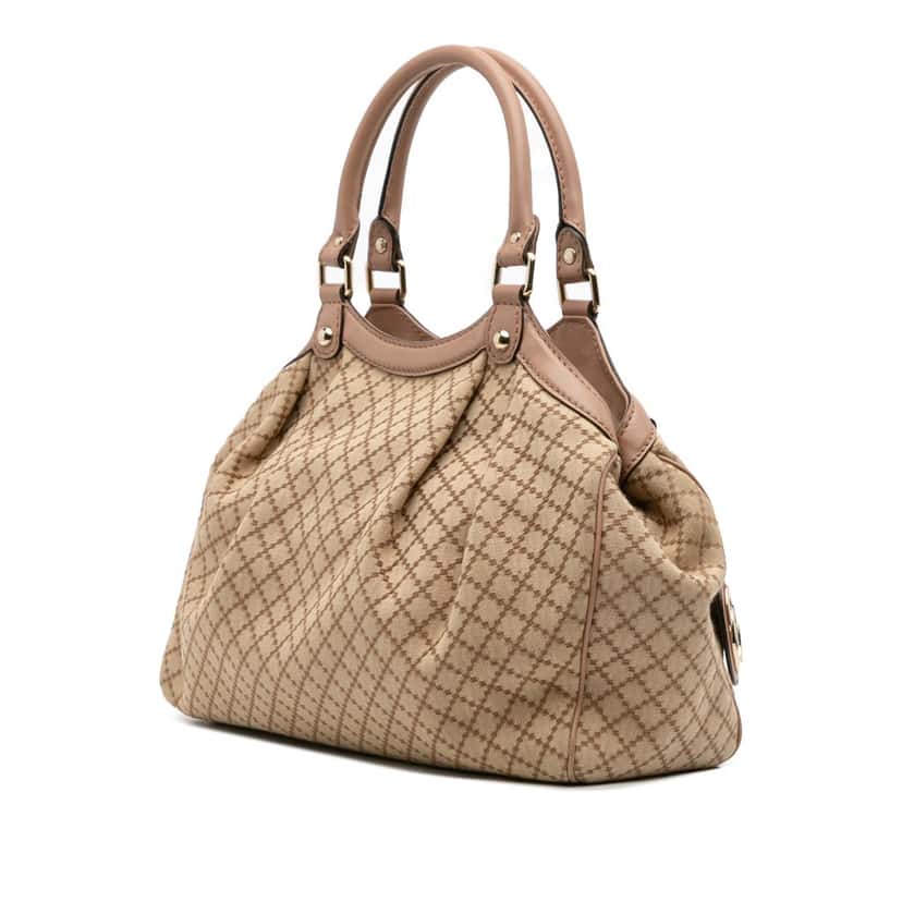 Gucci Medium Diamante Canvas Sukey Tote Brown Canvas Good condition - Back View