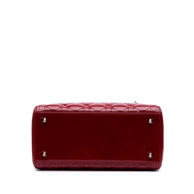 Dior Medium Patent Cannage Lady Dior Red Leather Good condition - Inside View