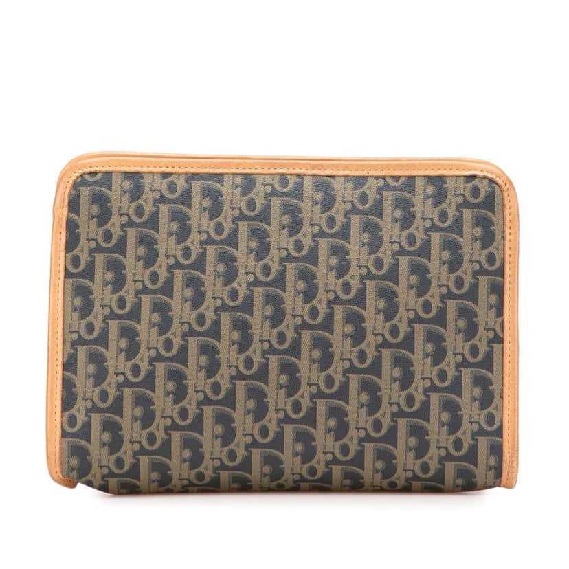 Dior Diorissimo Trotter Coated Canvas Clutch Blue Canvas Good condition - Front View