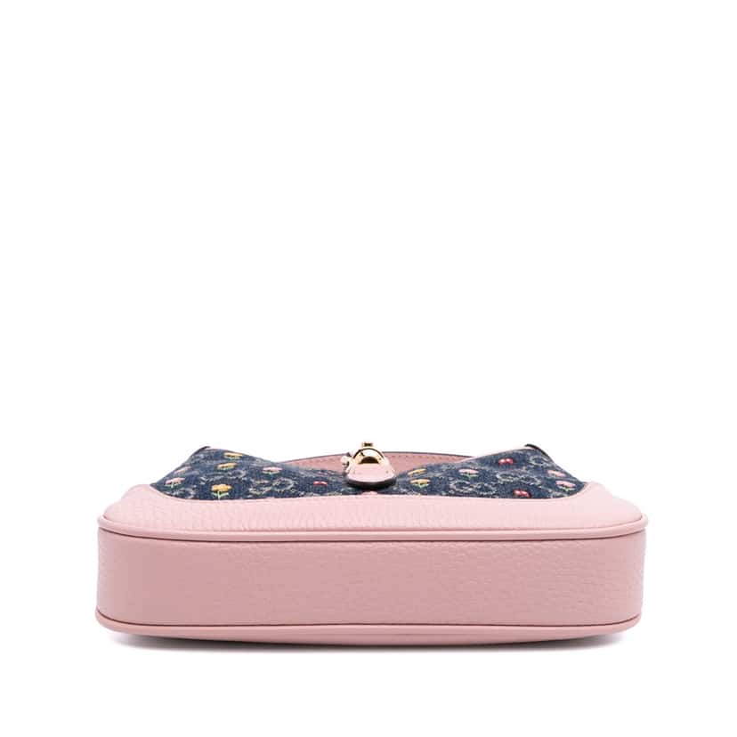 Gucci Limited Edition Mini GG Embroidered Denim Floral Jackie 1961 Crossbody Blue Denim Good condition - Inside View