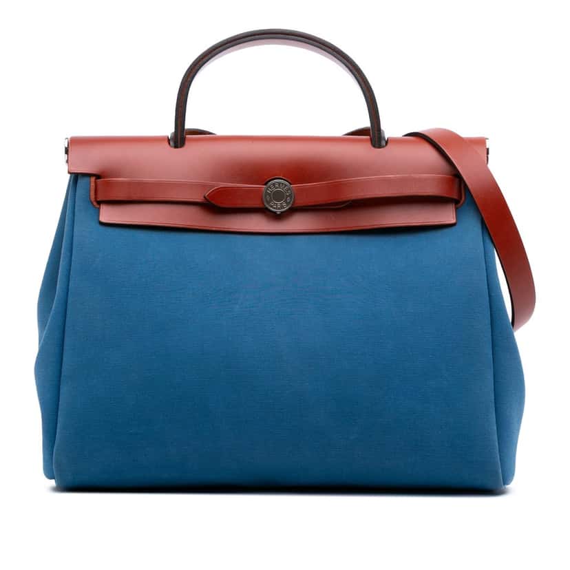 Hermès Toile Herbag Zip 31 Blue Canvas Good condition - Front View