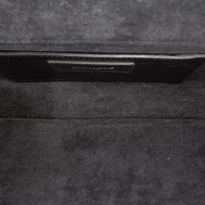 Saint Laurent Croc Embossed Leather Monogram Cassandre Clutch Black Leather Good condition - Model View