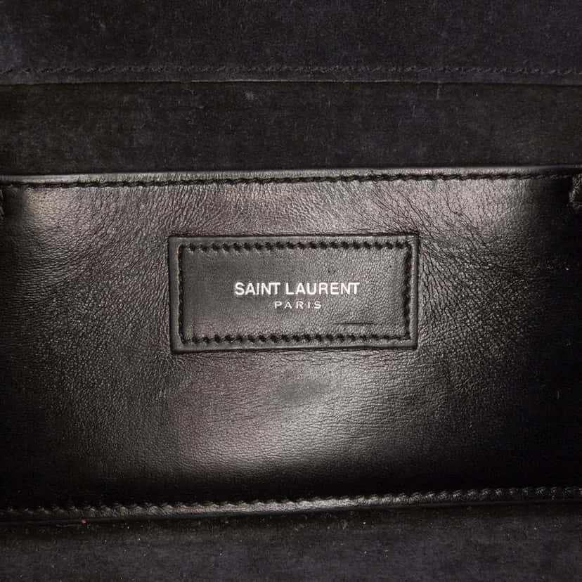 Saint Laurent Croc Embossed Leather Monogram Cassandre Clutch Black Leather Good condition - Box View