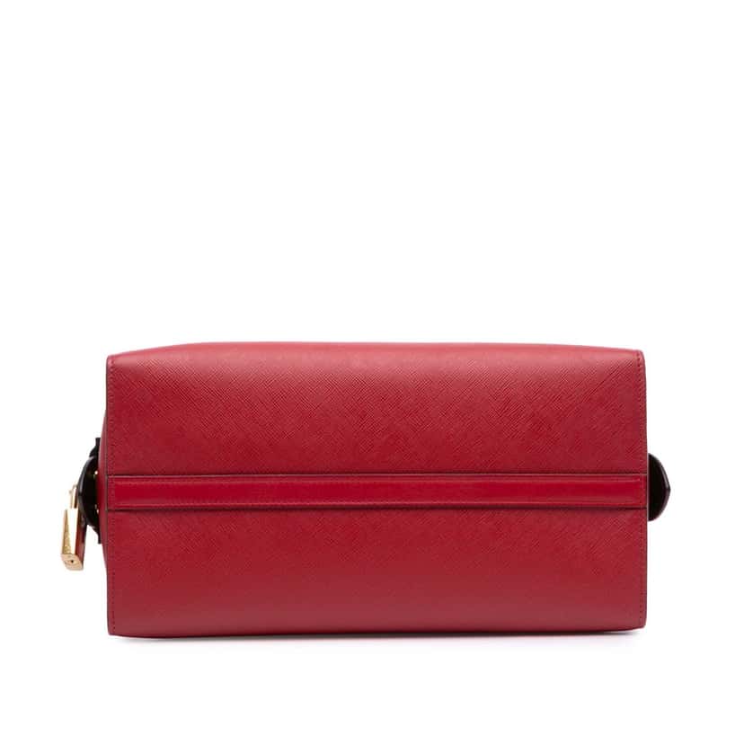 Prada Saffiano And City Calf Esplanade Satchel Red Leather Good condition - Inside View