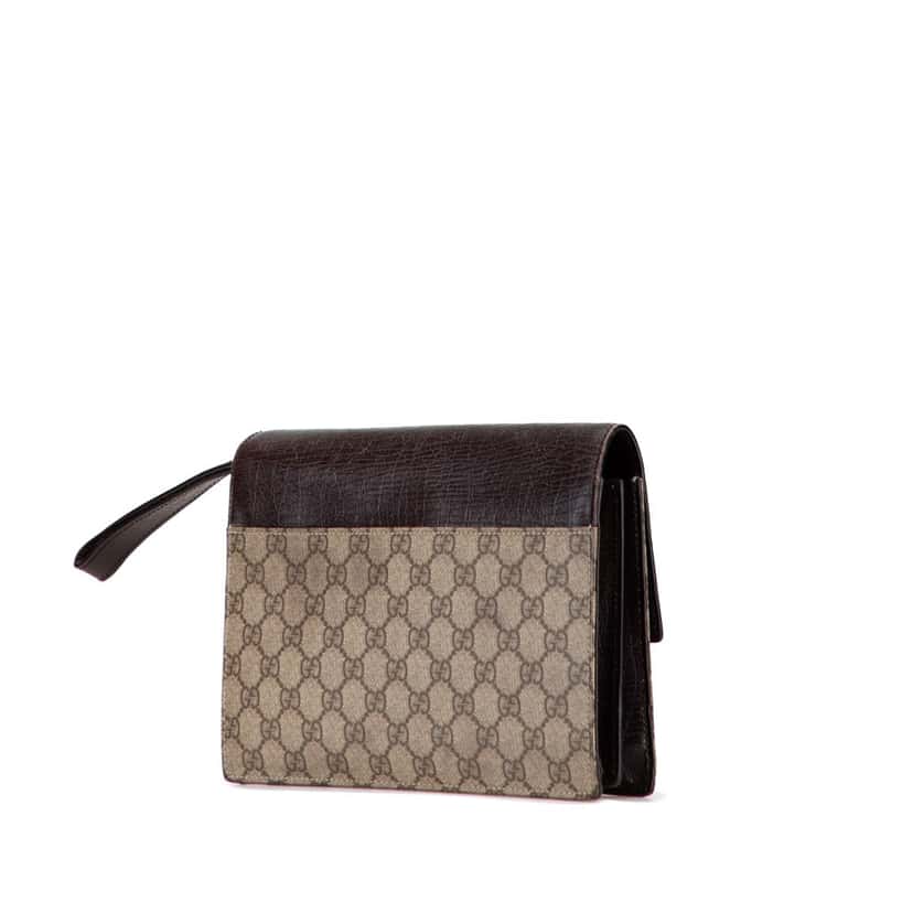 Gucci GG Supreme Clutch Brown Canvas Good condition - Back View