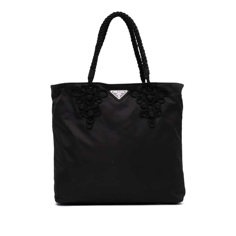 Prada Tessuto Braided Tote Black Good condition - Front View