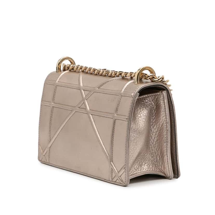Dior Medium Metallic Grained Calfskin Diorama Flap Gold Leather Good condition - Back View