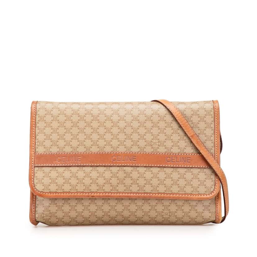 Celine Macadam Coated Canvas Crossbody Brown Canvas Good condition - Front View
