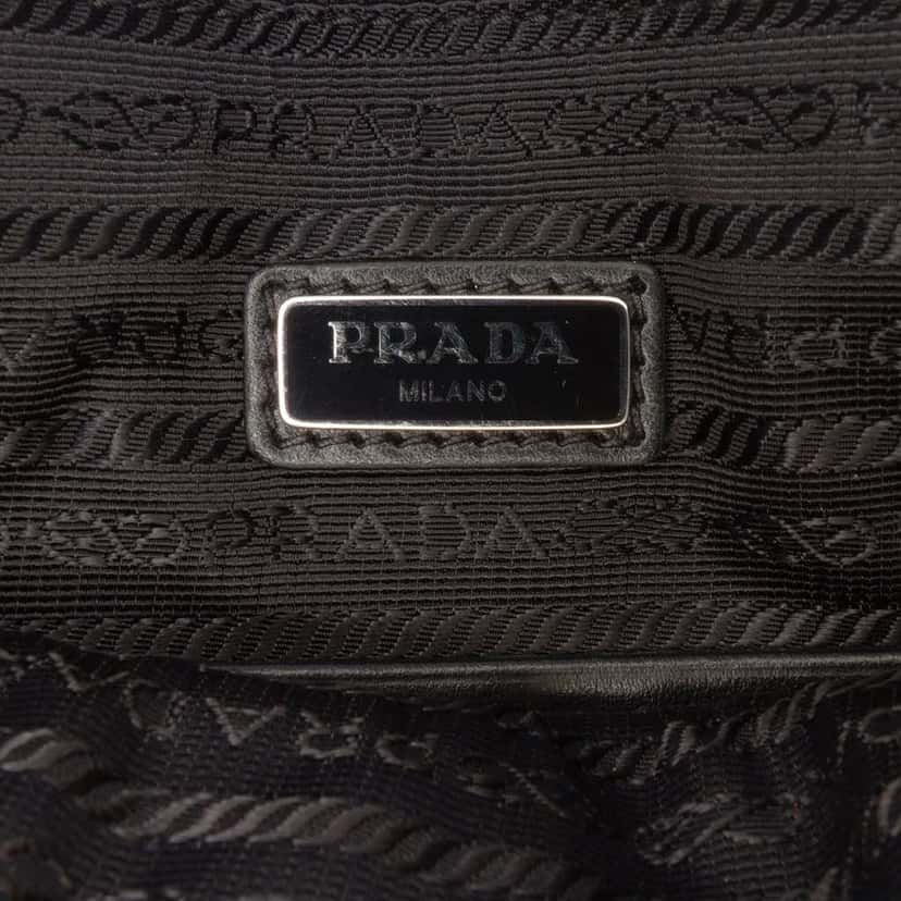 Prada Saffiano Banana Print Clutch Black Leather Good condition - Box View