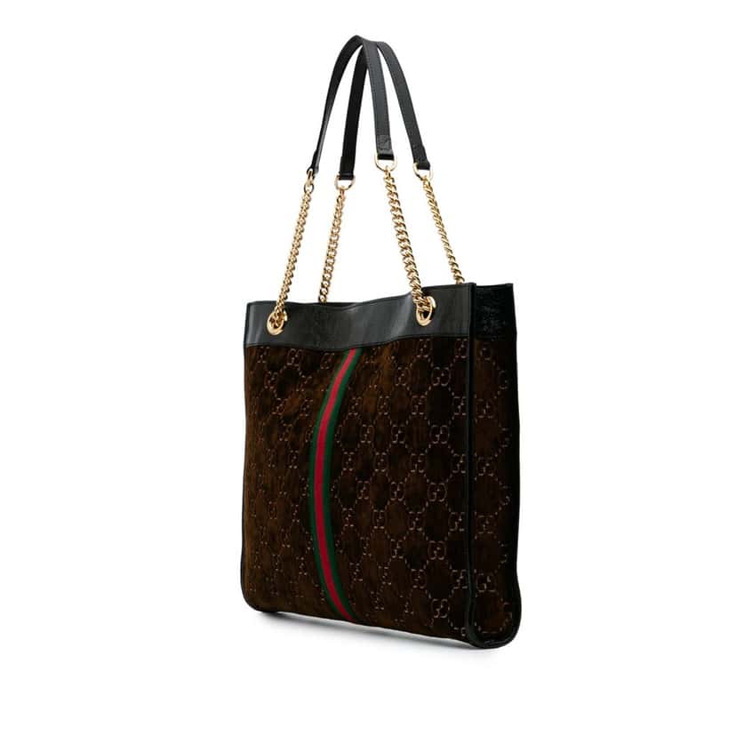 Gucci Large GG Velvet Rajah Tote Brown Velvet Good condition - Back View