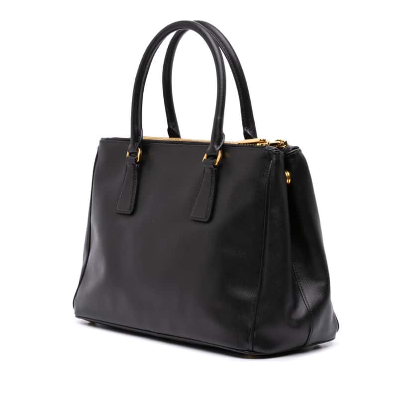 Prada Small Saffiano Lux Galleria Double Zip Satchel Black Leather Good condition - Back View