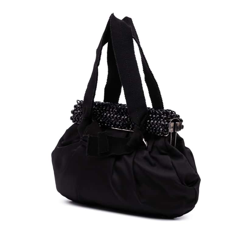 Prada Tessuto Beaded Handbag Black Good condition - Back View