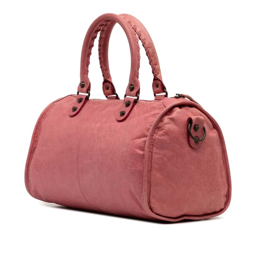 Balenciaga Maxi Lambskin Motocross Twiggy Satchel Pink Leather Good condition - Back View