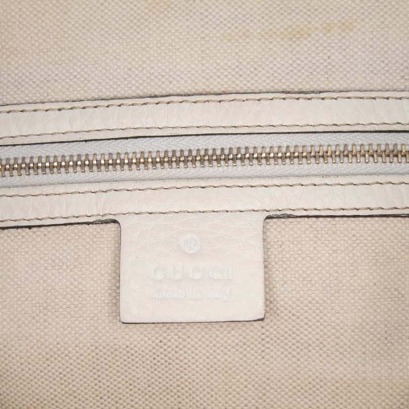 Gucci Medium Calfskin Web Joy Boston Bag White Leather Good condition - Box View