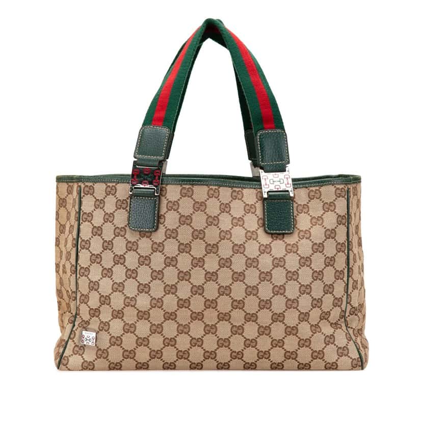 Gucci GG Canvas Web Pop Tote Brown Canvas Good condition - Front View