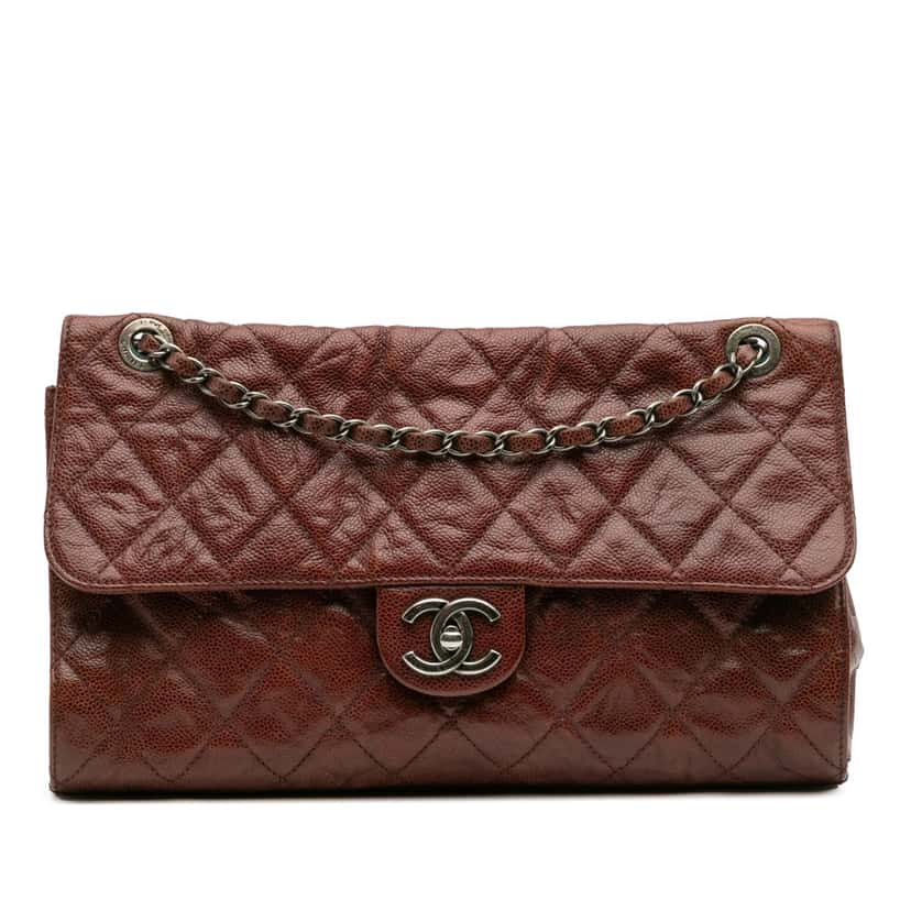 Chanel Jumbo Quilted Glazed Caviar CC Crave Flap Red Leather Good condition - Front View
