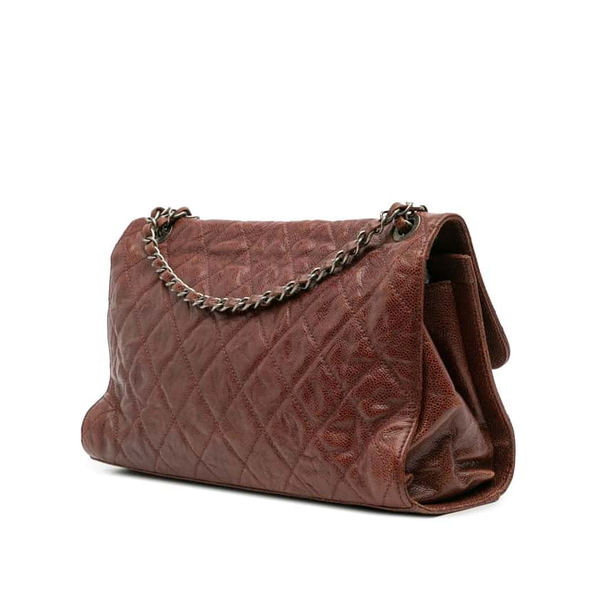 Chanel Jumbo Quilted Glazed Caviar CC Crave Flap Red Leather Good condition - Back View