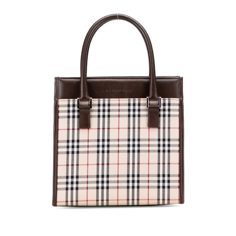 Burberry House Check Canvas Handbag Brown Canvas Good condition - Front View