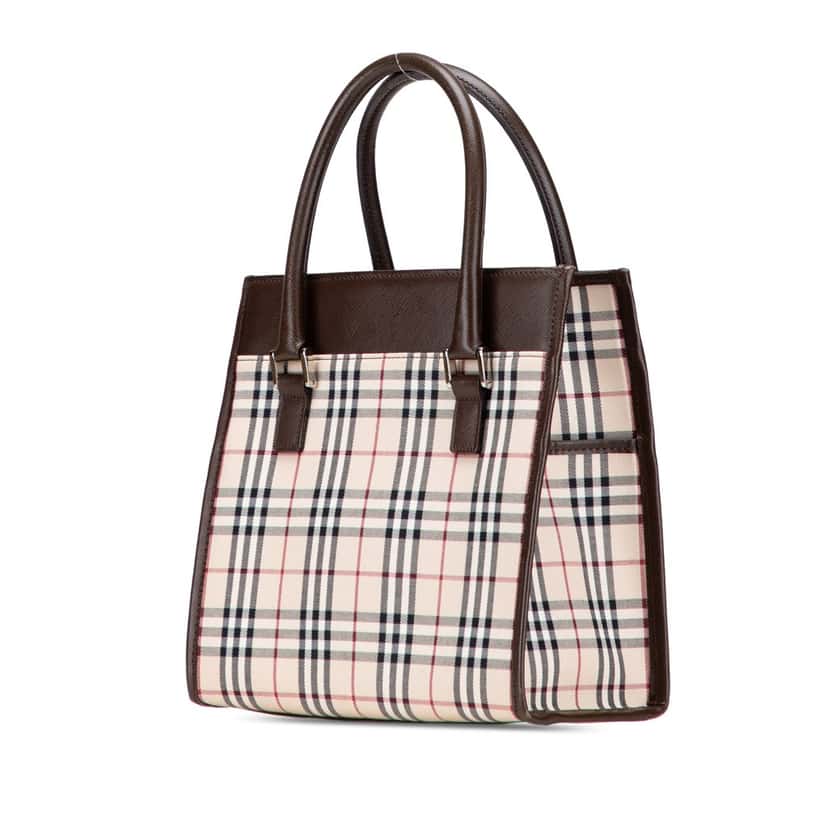 Burberry House Check Canvas Handbag Brown Canvas Good condition - Back View