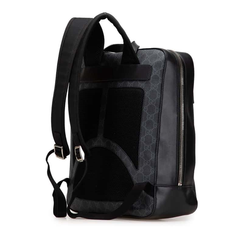 Gucci GG Supreme Web Backpack Black Canvas Good condition - Back View