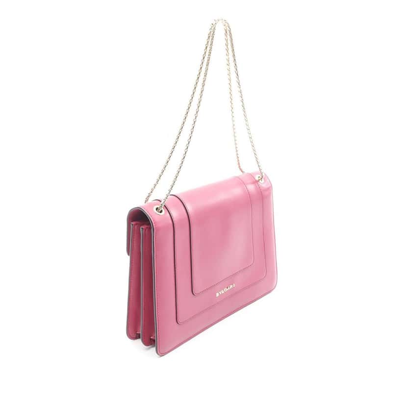 Bvlgari Medium Calfskin Serpenti Forever Shoulder Bag Pink Leather Good condition - Back View