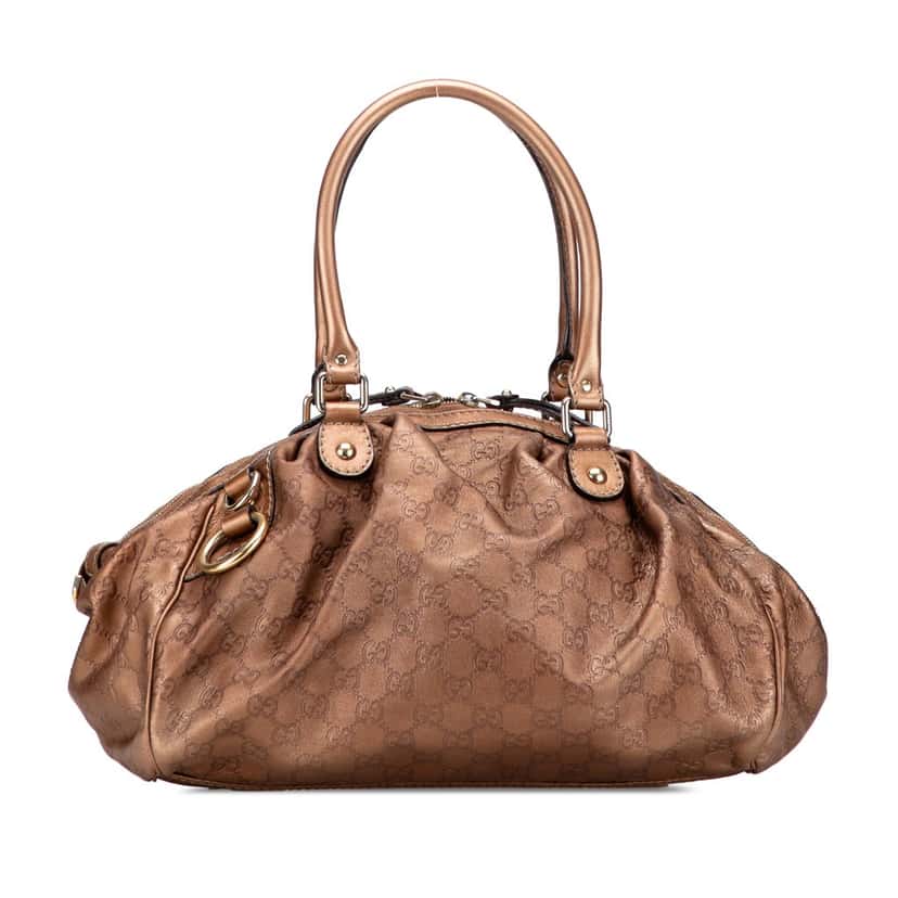 Gucci Guccissima Sukey Satchel Brown Leather Good condition - Front View