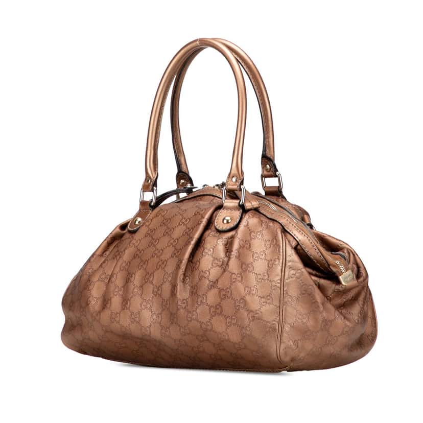 Gucci Guccissima Sukey Satchel Brown Leather Good condition - Back View