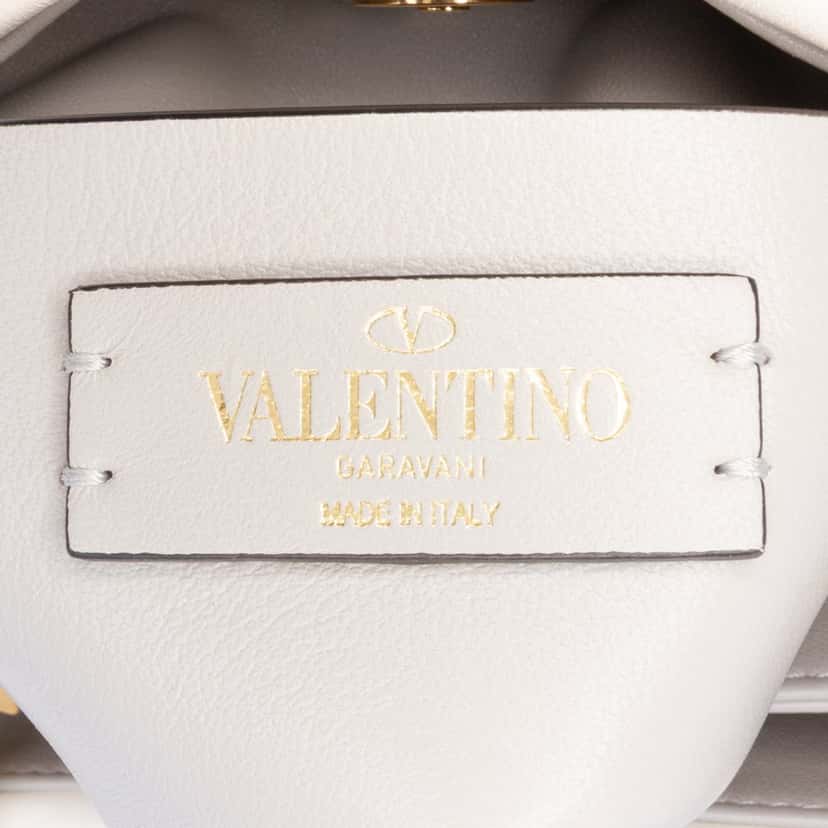 Valentino Small Nappa Roman Stud The Handle Bag White Leather Good condition - Box View