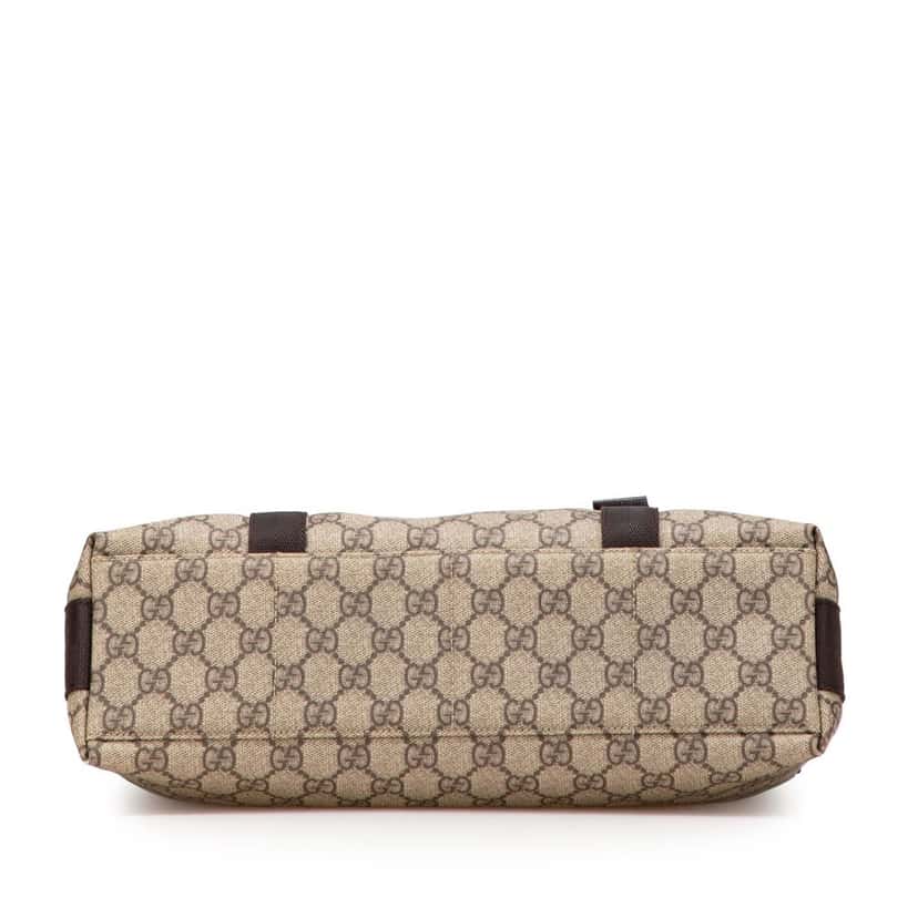 Gucci Large GG Supreme Double Buckle Flap Messenger Bag Brown Canvas Good condition - Inside View