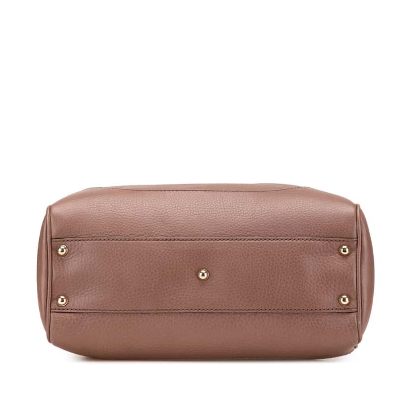 Gucci Small Pebbled Calfskin Diana Bamboo Top Handle Tote Brown Leather Good condition - Inside View