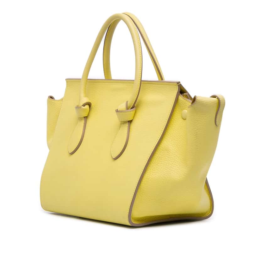 Celine Small Grained Calfskin Tie Tote Yellow Leather Good condition - Back View
