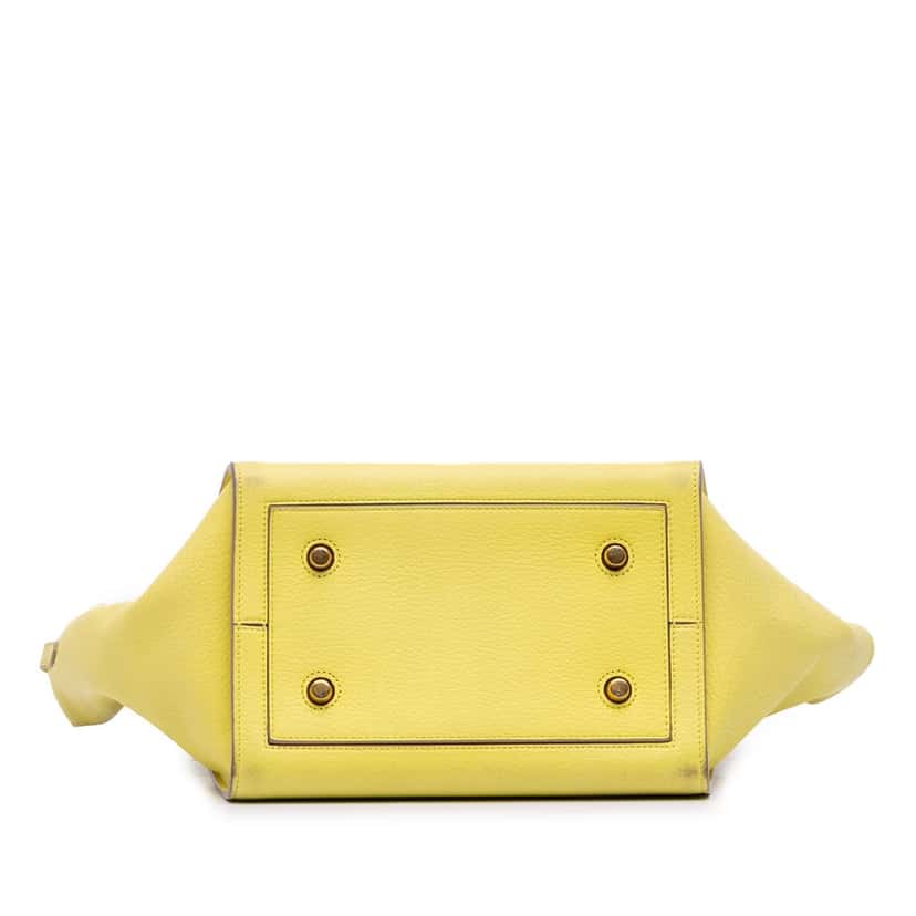 Celine Small Grained Calfskin Tie Tote Yellow Leather Good condition - Inside View